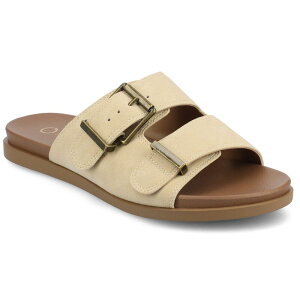yz W[j[ fB[X T_ V[Y Journee Collection Cosette Women's Double Strap Buckle Slip-On Flat Sandals Beige