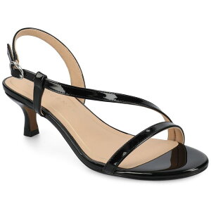 �W���[�j�[ ���f�B�[�X �V���[�Y �T���_�� �q�[�� Journee Collection Jemry Women's Crossover Strap Kitten Heel Dressandals Patent Black �u���b�N