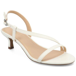 �W���[�j�[ ���f�B�[�X �V���[�Y �T���_�� �q�[�� Journee Collection Jemry Women's Crossover Strap Kitten Heel Dressandals White �z���C�g