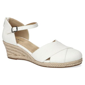 �C�[�W�[�X�g���[�g ���f�B�[�X �V���[�Y �T���_�� Easy Street Comfort Espadrille Women's Wedge Sandals White Linen Embossed �z���C�g