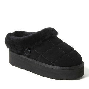 yz fBAtH[Y fB[X T_ V[Y Fireside by Dearfoams Bendigo Women's Puff Platform Suede Clog Slippers Black