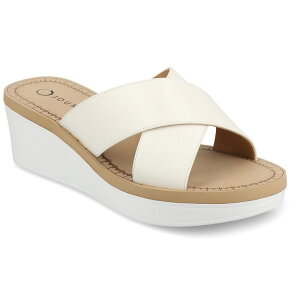 yz W[j[ fB[X T_ V[Y Journee Collection Biara Women's Slip On Platform Wedge Sandals White