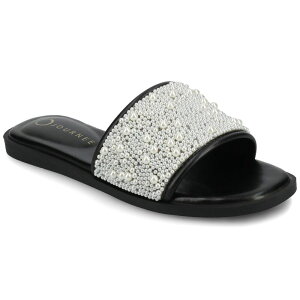 �W���[�j�[ ���f�B�[�X �V���[�Y �T���_�� Journee Women's Precly Pearl Band Slip-On Evening Flat Sandals Black �u���b�N