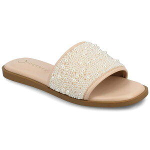 yz W[j[ fB[X T_ V[Y Journee Women's Precly Pearl Band Slip-On Evening Flat Sandals Blush