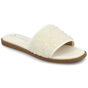 yz W[j[ fB[X T_ V[Y Journee Women's Precly Pearl Band Slip-On Evening Flat Sandals White
