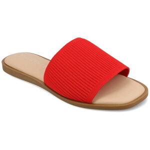 yz W[j[ fB[X T_ V[Y Journee Prisilla Women's Tru Comfort Foam Linen Slip On Slide Sandals Red