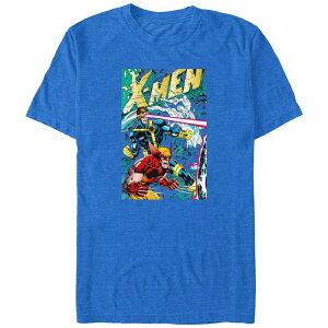 yz }[x Y TVc gbvX Big & Tall Marvel X-Men Fight Poster Graphic Tee Royal Heather