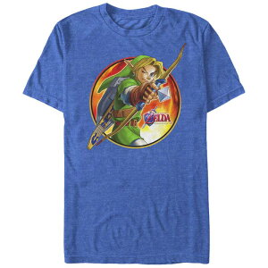 �A�j���L�����N�^�[ �����Y �g�b�v�X T�V���c �g�[�� �O���t�B�b�N Licensed Character Big & Tall Nintendo Zelda Ocarina of Time 3D Link Archer Emblem Graphic Tee Royal Heather �w�U�[