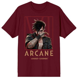 yz CZX LN^[ Y TVc gbvX Men's Arcane League of Legends Short Sleeve Graphic T-Shirt Red