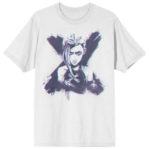 yz CZX LN^[ Y TVc gbvX Men's Arcane League of Legends Jinx Short Sleeve Graphic T-Shirt White