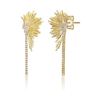yz Aufbh fB[X sAXECO ANZT[ Two Tone 14k Gold Plated Cubic Zirconia Fringe Cascade Earrings Gold Tone