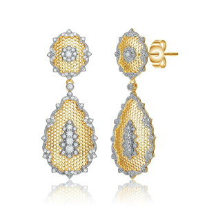 yz Aufbh fB[X sAXECO ANZT[ Two Tone Plated Cubic Zirconia Drop Earrings Gold Tone
