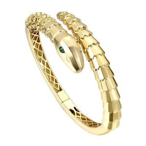 Aufbh fB[X ANZT[ uXbgEoOEANbg Unbranded 14k Gold Plated Green Cubic Zirconia Textured Coiled Serpent Bypass Bangle Bracelet Gold Tone S[h
