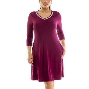�j�i���I�i���h ���f�B�[�X �g�b�v�X �����s�[�X ���[�X Women's Nina Leonard Necklace Trim Pocket Dress Crisp Berry