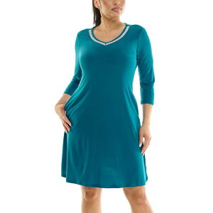 �j�i���I�i���h ���f�B�[�X �g�b�v�X �����s�[�X ���[�X Women's Nina Leonard Necklace Trim Pocket Dress Crystal Teal �e�B�[��