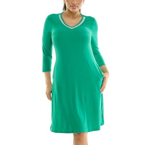 �j�i���I�i���h ���f�B�[�X �g�b�v�X �����s�[�X ���[�X Women's Nina Leonard Necklace Trim Pocket Dress Jungle Green �O���[��