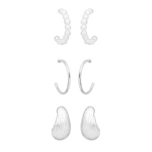 yz LC Lauren Conrad fB[X sAXECO ANZT[ LC Lauren Conrad Gold Tone Simulated Pearl 3-pair Earring Set White