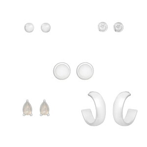 yz LC Lauren Conrad fB[X sAXECO ANZT[ LC Lauren Conrad Gold Tone Simulated Opal 5-pair Earring Set Blue