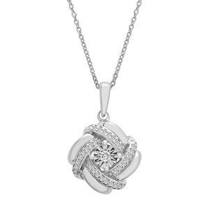 Aufbh fB[X ANZT[ lbNXE`[J[Ey_ggbv [X Unbranded Sterling Silver 1/10 Carat.W. Diamond Knot Pendant Necklace Sterling Vo[