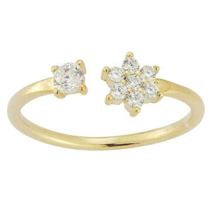 yz Sunkissed Sterling fB[X O ANZT[ Sunkissed Sterling Cubic Zirconia Flower Open Ring Gold Tone