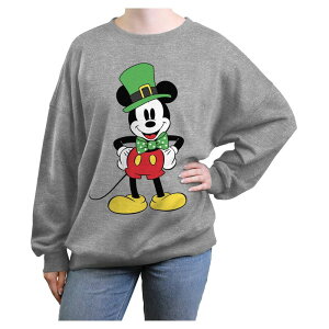 fBYj[ fB[X gbvX TVc OtBbN Disney's Mickey Mouse St. Patrick's Day Outfit Juniors' Oversized Graphic Pullover Heather Gray O[