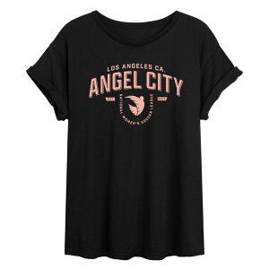 �A�j���L�����N�^�[ ���f�B�[�X �g�b�v�X T�V���c Licensed Character Juniors' Angel City Industrial Oversized Tee Black �u���b�N