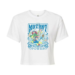yz }[x fB[X TVc gbvX Juniors' Marvel X-Men Mutant Power Girl Group Cropped Tee White