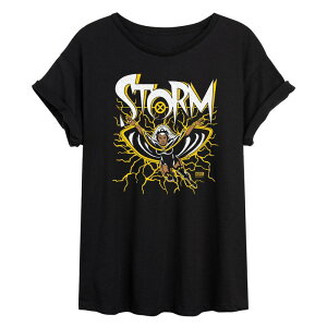 yz }[x fB[X TVc gbvX Juniors' Marvel X-Men Storm Lightning Oversized Tee Black