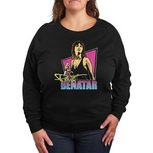 �A�j���L�����N�^�[ ���f�B�[�X �g�b�v�X T�V���c �v���X�T�C�Y �p�C�� Licensed Character Plusize Pat Benatar Cameo French Terry Long Sleeve Tee Black �u���b�N