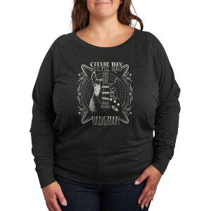 �A�j���L�����N�^�[ ���f�B�[�X �g�b�v�X T�V���c �v���X�T�C�Y �p�C�� Licensed Character Plusize Stevie Ray Vaughan Guitar French Terry Long Sleeve Tee Heather Charcoal �`���R�[��