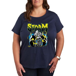 yz }[x fB[X TVc gbvX Plus Size X-Men Storm Metal Graphic Tee Navy