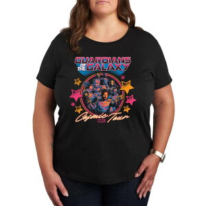 �}�[�x�� ���f�B�[�X �g�b�v�X T�V���c �v���X�T�C�Y �O���t�B�b�N Marvel Plusize Guardians of the Galaxy Cosmic Tour Graphic Tee Black �u���b�N