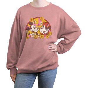 �f�B�Y�j�[ ���f�B�[�X �g�b�v�X T�V���c �t�����[�� �t�����[ �O���t�B�b�N Disney's Mickey Mouse And Minnie Mouse Floralove Juniors' Oversized Graphic Pullover Desert Pink �s���N