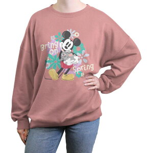 �f�B�Y�j�[ ���f�B�[�X �g�b�v�X T�V���c �O���t�B�b�N Disney's Mickey Mouse Bring On Spring Juniors' Oversized Graphic Pullover Desert Pink �s���N