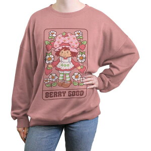 �A�j���L�����N�^�[ ���f�B�[�X �g�b�v�X T�V���c �O���t�B�b�N Licensed Character Juniors' Strawberry Shortcake Berry Good Card Oversized Graphic Pullover Desert Pink �s���N