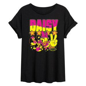 �f�B�Y�j�[ ���f�B�[�X �g�b�v�X T�V���c Disney's Daisy Duck Juniors' Y2K Oversized Tee Black �u���b�N
