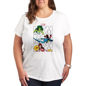 �}�[�x�� ���f�B�[�X �g�b�v�X T�V���c �v���X�T�C�Y �O���t�B�b�N Plusize Marvel Mom Stacked Graphic Tee White �z���C�g