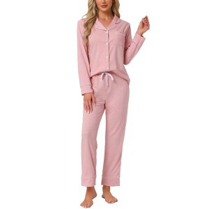 yz cheibear fB[X iCgEFA A_[EFA Women's Pajama Sets Long Sleeve Button Down Sleepwear Nightwear Casual Pjs Lounge Sets Light Pink