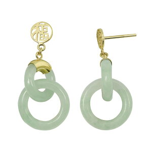 �A���u�����f�b�h ���f�B�[�X �A�N�Z�T���[ �s�A�X�E�C�������O Unbranded Jade 10k Gold Happiness Chinese Symbol Drop Earrings Green �O���[��