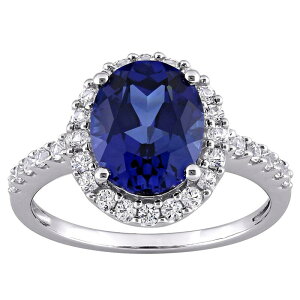 Xe O[X fB[X ANZT[ O Stella Grace 10k White Gold Lab-Created Blue & White Sapphire Halo Ring 10k White Gold zCg