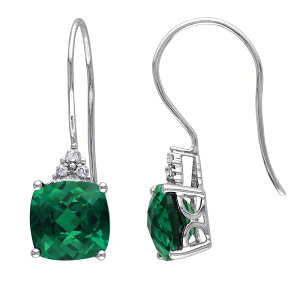 Xe O[X fB[X ANZT[ sAXECO Stella Grace 10k White Gold Lab-Created Emerald & Diamond Accent Hook Earrings 10k White Gold zCg