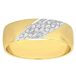 yz Xe O[X Y O ANZT[ Stella Grace Two Tone 10k Gold Men's 6 mm Triple Row Cubic Zirconia Wedding Band 10k Two Tone