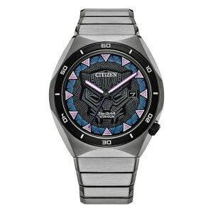 yz V`Y Y rv ANZT[ Citizen Men's Marvel Black Panther Super Titanium Bracelet Watch Black