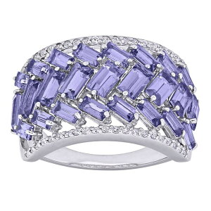 Xe O[X fB[X ANZT[ O Stella Grace Sterling Silver Tanzanite & White Topaz Multi-Row Ring Sterling zCg