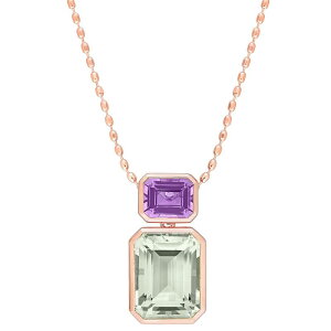 yz Xe O[X fB[X lbNXE`[J[Ey_ggbv ANZT[ Stella Grace 18k Rose Gold Over Silver Rose de France Amethyst & Green Quartz Pendant Necklace Rose Tone