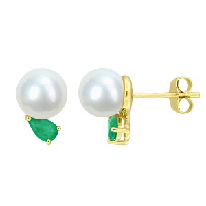Xe O[X fB[X ANZT[ sAXECO Stella Grace 14k Gold Freshwater Cultured Pearl & Emerald Stud Earrings 14k Gold S[h