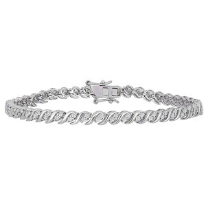 Xe O[X fB[X ANZT[ uXbgEoOEANbg Stella Grace Sterling Silver 1 Carat.W Diamond S-Shape Tennis Bracelet Sterling Silver Vo[