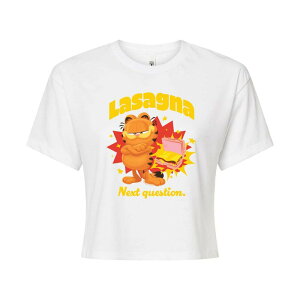 yz CZX LN^[ fB[X TVc gbvX Juniors' Garfield Lasagna Next Question Cropped Tee White