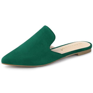 �A���O�� �P�[ ���f�B�[�X �V���[�Y �T���_�� ALLEGRA K Women's Pointed Toe Flat Slides Emerald Mules Emerald Green �O���[��