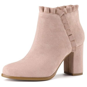 �A���O�� �P�[ ���f�B�[�X �V���[�Y �u�[�c�E���C���u�[�c �t���� �A���N�� �q�[�� ALLEGRA K Women's Ruffle Block Heel Ankle Boots Dust Pink �s���N